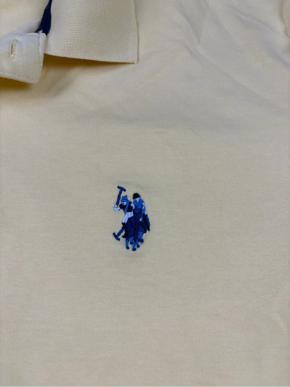 U.S. Polo Assn. Pale Yellow Short-Sleeve‎ Polo with Navy Logo